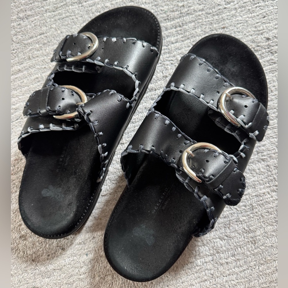 Weekend Max Mara Black Kids Sandals with Silver Buckles size 40